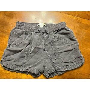 C&C California Shorts Womens S Gray Linen Lyocell Drawstring Pockets